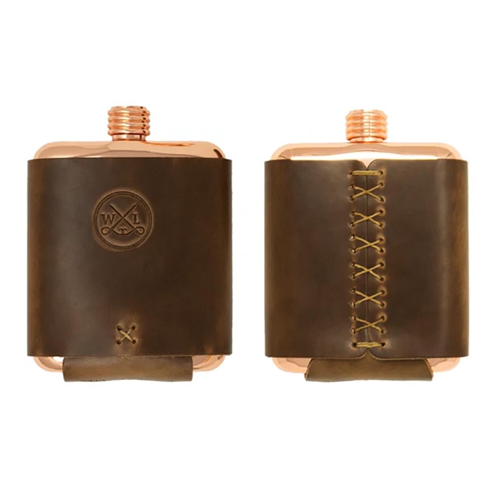Whiskey Leatherworks Clark Fork Copper Flask in Natural Brown Chromexcel